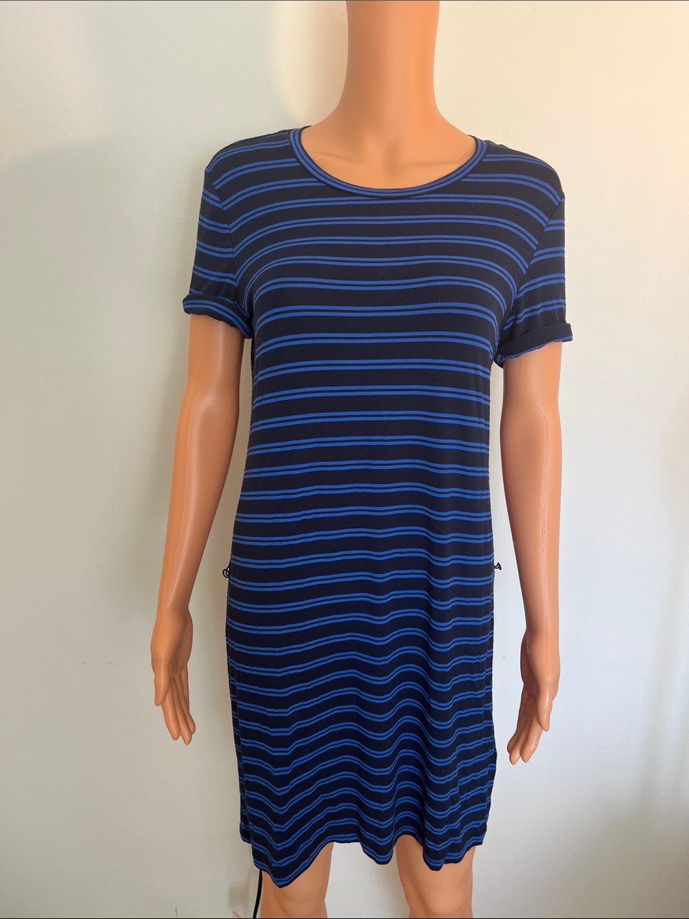 Juicy Couture Navy and Royal Blue Striped T-Shirt Dress